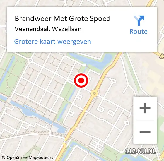 Locatie op kaart van de 112 melding: Brandweer Met Grote Spoed Naar Veenendaal, Wezellaan op 17 oktober 2022 23:02