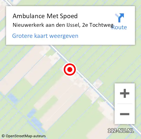 Locatie op kaart van de 112 melding: Ambulance Met Spoed Naar Nieuwerkerk aan den IJssel, 2e Tochtweg op 18 oktober 2022 00:13