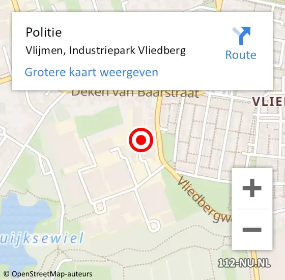 Locatie op kaart van de 112 melding: Politie Vlijmen, Industriepark Vliedberg op 18 oktober 2022 00:29