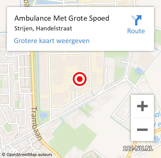 Locatie op kaart van de 112 melding: Ambulance Met Grote Spoed Naar Strijen, Handelstraat op 18 oktober 2022 00:41