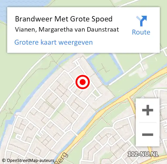 Locatie op kaart van de 112 melding: Brandweer Met Grote Spoed Naar Vianen, Margaretha van Daunstraat op 18 oktober 2022 03:00