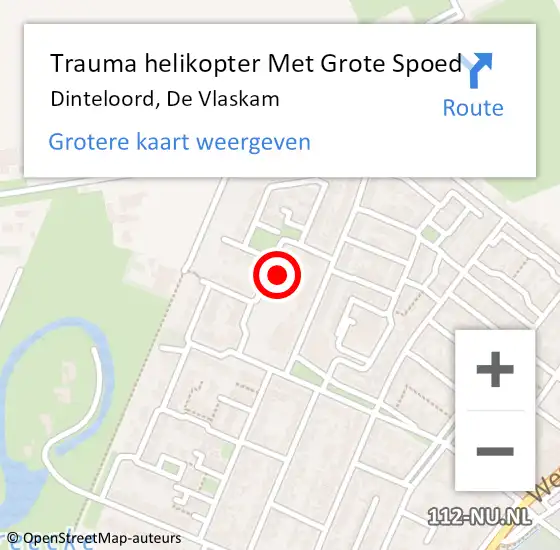 Locatie op kaart van de 112 melding: Trauma helikopter Met Grote Spoed Naar Dinteloord, De Vlaskam op 18 oktober 2022 03:24