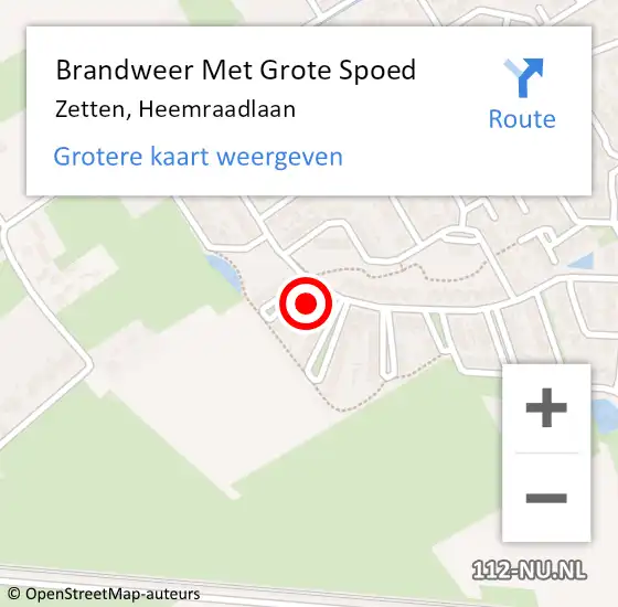 Locatie op kaart van de 112 melding: Brandweer Met Grote Spoed Naar Zetten, Heemraadlaan op 18 oktober 2022 03:50