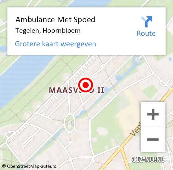 Locatie op kaart van de 112 melding: Ambulance Met Spoed Naar Tegelen, Hoornbloem op 1 augustus 2014 20:31