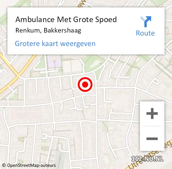 Locatie op kaart van de 112 melding: Ambulance Met Grote Spoed Naar Renkum, Bakkershaag op 18 oktober 2022 03:51