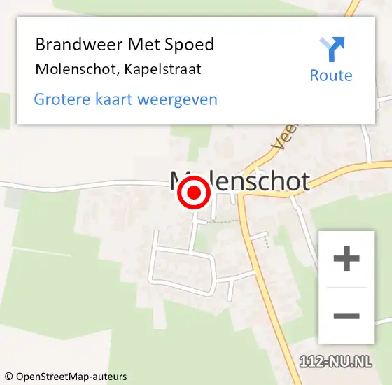 Locatie op kaart van de 112 melding: Brandweer Met Spoed Naar Molenschot, Kapelstraat op 18 oktober 2022 04:24