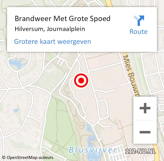 Locatie op kaart van de 112 melding: Brandweer Met Grote Spoed Naar Hilversum, Journaalplein op 18 oktober 2022 05:16