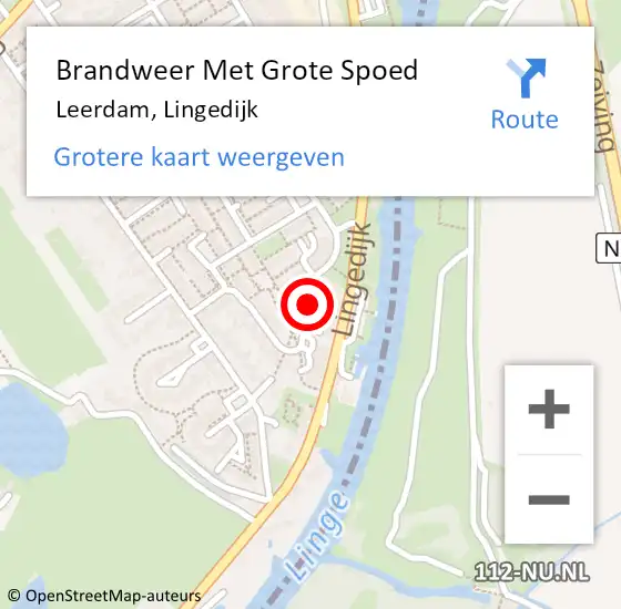 Locatie op kaart van de 112 melding: Brandweer Met Grote Spoed Naar Leerdam, Lingedijk op 18 oktober 2022 05:19