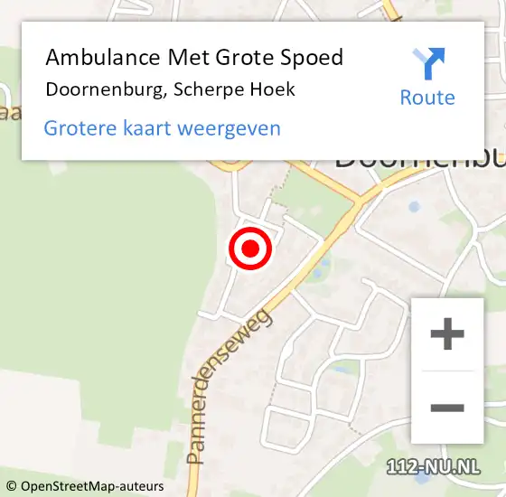 Locatie op kaart van de 112 melding: Ambulance Met Grote Spoed Naar Doornenburg, Scherpe Hoek op 18 oktober 2022 06:02