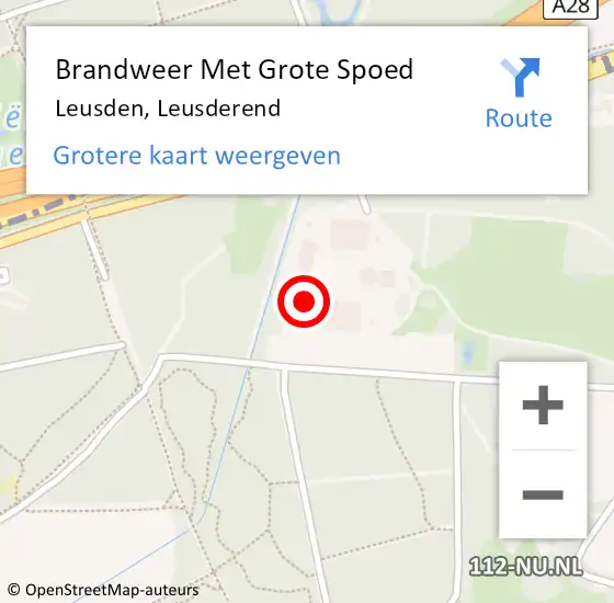 Locatie op kaart van de 112 melding: Brandweer Met Grote Spoed Naar Leusden, Leusderend op 18 oktober 2022 06:07