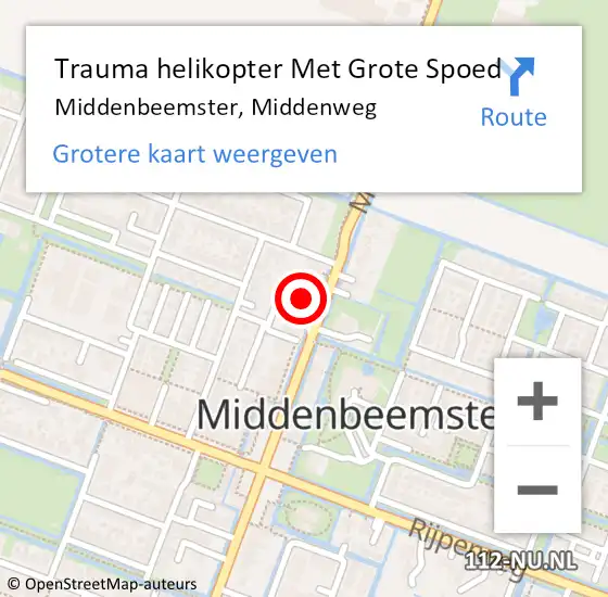 Locatie op kaart van de 112 melding: Trauma helikopter Met Grote Spoed Naar Middenbeemster, Middenweg op 18 oktober 2022 06:09