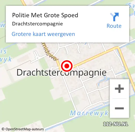 Locatie op kaart van de 112 melding: Politie Met Grote Spoed Naar Drachtstercompagnie op 18 oktober 2022 06:09