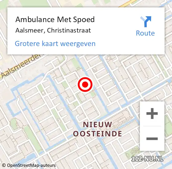Locatie op kaart van de 112 melding: Ambulance Met Spoed Naar Aalsmeer, Christinastraat op 18 oktober 2022 07:19