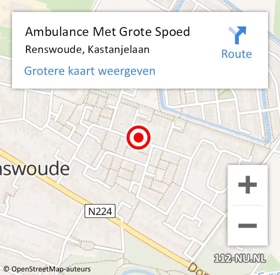 Locatie op kaart van de 112 melding: Ambulance Met Grote Spoed Naar Renswoude, Kastanjelaan op 18 oktober 2022 07:22