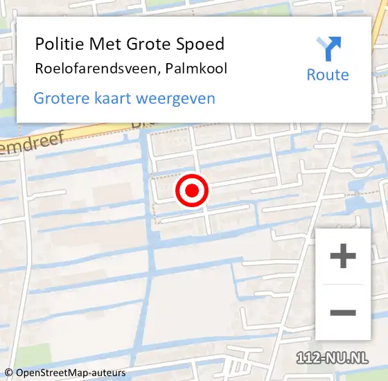 Locatie op kaart van de 112 melding: Politie Met Grote Spoed Naar Roelofarendsveen, Palmkool op 18 oktober 2022 07:25