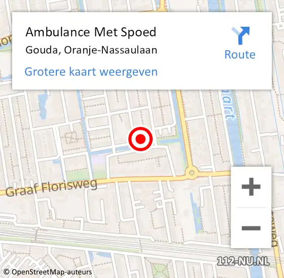Locatie op kaart van de 112 melding: Ambulance Met Spoed Naar Gouda, Oranje-Nassaulaan op 18 oktober 2022 07:31