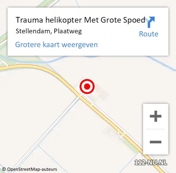 Locatie op kaart van de 112 melding: Trauma helikopter Met Grote Spoed Naar Stellendam, Plaatweg op 18 oktober 2022 07:34