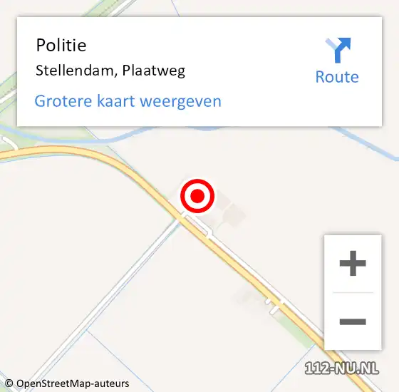 Locatie op kaart van de 112 melding: Politie Stellendam, Plaatweg op 18 oktober 2022 07:39