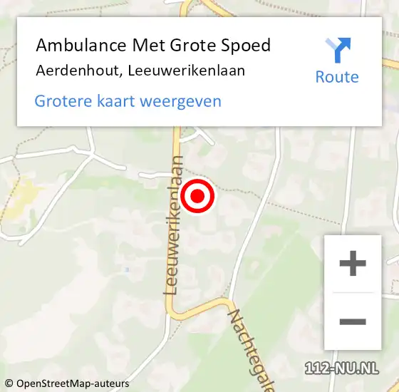 Locatie op kaart van de 112 melding: Ambulance Met Grote Spoed Naar Aerdenhout, Leeuwerikenlaan op 18 oktober 2022 07:40