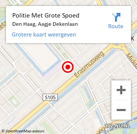 Locatie op kaart van de 112 melding: Politie Met Grote Spoed Naar Den Haag, Aagje Dekenlaan op 18 oktober 2022 07:49