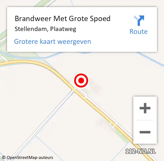 Locatie op kaart van de 112 melding: Brandweer Met Grote Spoed Naar Stellendam, Plaatweg op 18 oktober 2022 07:58