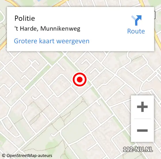 Locatie op kaart van de 112 melding: Politie 't Harde, Munnikenweg op 18 oktober 2022 08:35