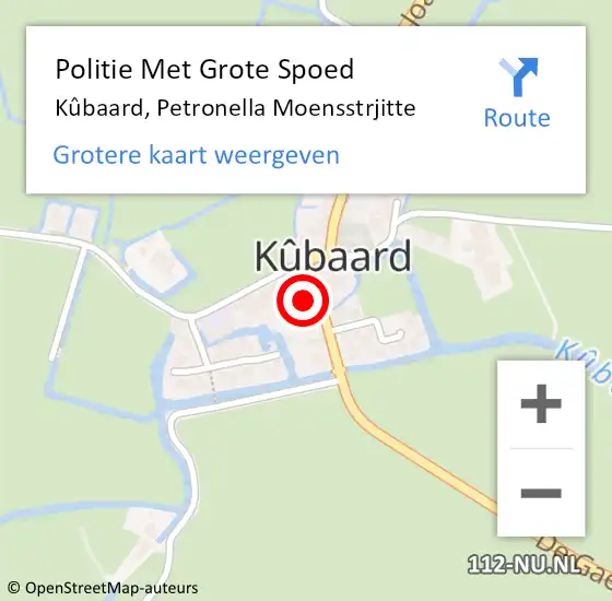 Locatie op kaart van de 112 melding: Politie Met Grote Spoed Naar Kûbaard, Petronella Moensstrjitte op 18 oktober 2022 09:03