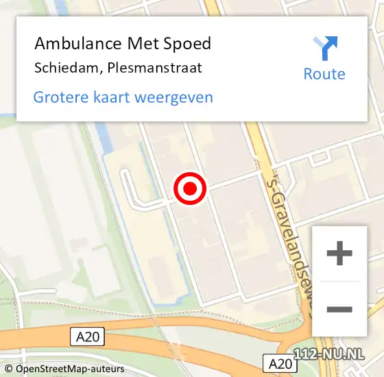 Locatie op kaart van de 112 melding: Ambulance Met Spoed Naar Schiedam, Plesmanstraat op 18 oktober 2022 09:19