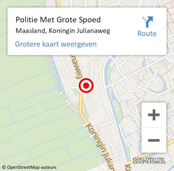 Locatie op kaart van de 112 melding: Politie Met Grote Spoed Naar Maasland, Koningin Julianaweg op 18 oktober 2022 09:28