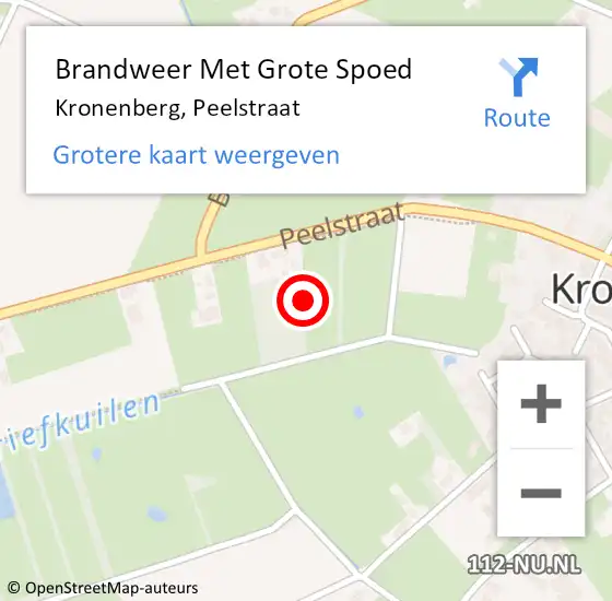 Locatie op kaart van de 112 melding: Brandweer Met Grote Spoed Naar Kronenberg, Peelstraat op 18 oktober 2022 09:58