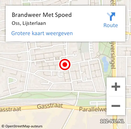 Locatie op kaart van de 112 melding: Brandweer Met Spoed Naar Oss, Lijsterlaan op 18 oktober 2022 09:58