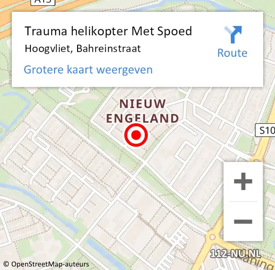 Locatie op kaart van de 112 melding: Trauma helikopter Met Spoed Naar Hoogvliet, Bahreinstraat op 18 oktober 2022 09:59