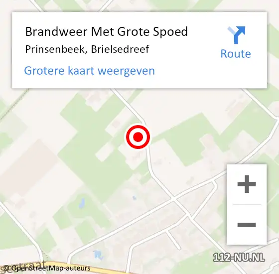 Locatie op kaart van de 112 melding: Brandweer Met Grote Spoed Naar Prinsenbeek, Brielsedreef op 18 oktober 2022 10:41