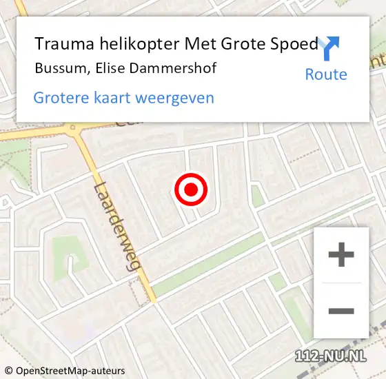 Locatie op kaart van de 112 melding: Trauma helikopter Met Grote Spoed Naar Bussum, Elise Dammershof op 18 oktober 2022 10:49