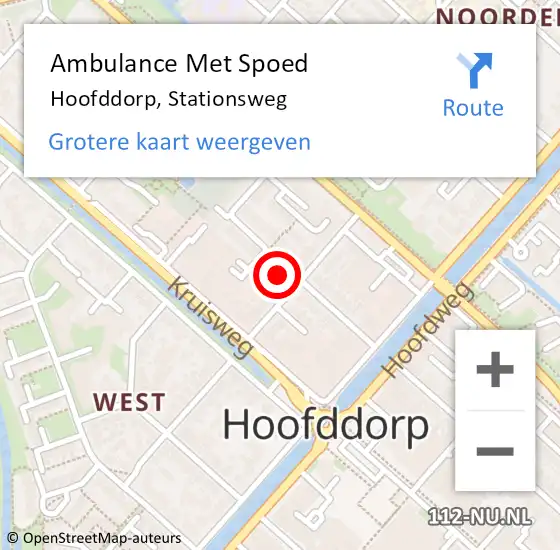 Locatie op kaart van de 112 melding: Ambulance Met Spoed Naar Hoofddorp, Stationsweg op 18 oktober 2022 11:20