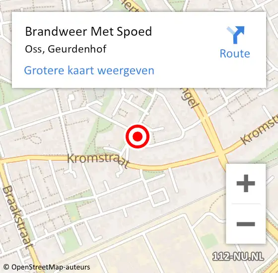 Locatie op kaart van de 112 melding: Brandweer Met Spoed Naar Oss, Geurdenhof op 18 oktober 2022 12:05