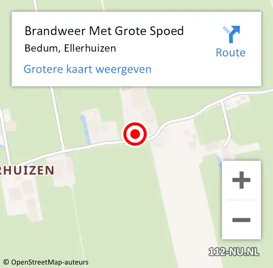 Locatie op kaart van de 112 melding: Brandweer Met Grote Spoed Naar Bedum, Ellerhuizen op 18 oktober 2022 12:13