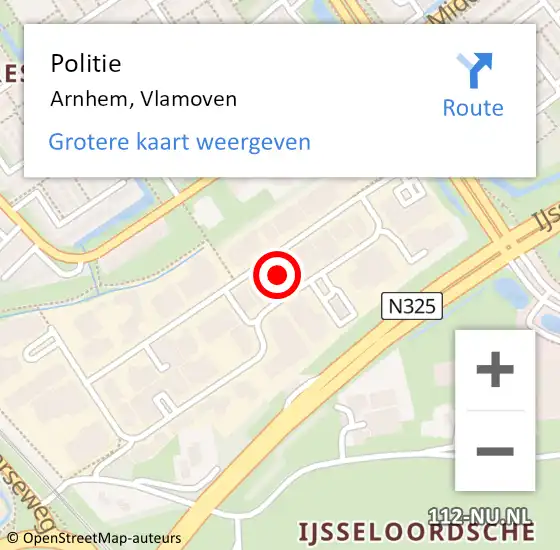 Locatie op kaart van de 112 melding: Politie Arnhem, Vlamoven op 18 oktober 2022 12:15