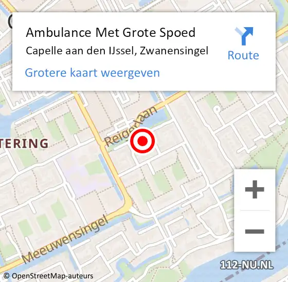 Locatie op kaart van de 112 melding: Ambulance Met Grote Spoed Naar Capelle aan den IJssel, Zwanensingel op 18 oktober 2022 12:38