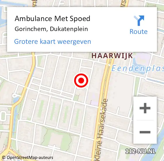 Locatie op kaart van de 112 melding: Ambulance Met Spoed Naar Gorinchem, Dukatenplein op 18 oktober 2022 12:39