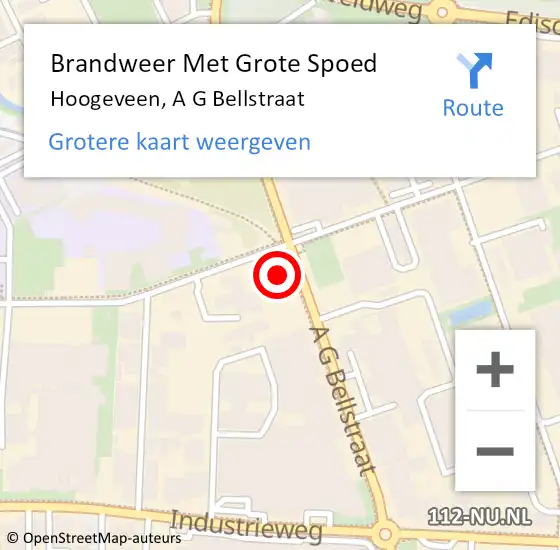 Locatie op kaart van de 112 melding: Brandweer Met Grote Spoed Naar Hoogeveen, A G Bellstraat op 1 augustus 2014 21:30
