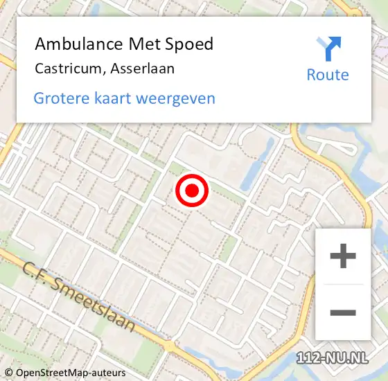 Locatie op kaart van de 112 melding: Ambulance Met Spoed Naar Castricum, Asserlaan op 18 oktober 2022 12:41