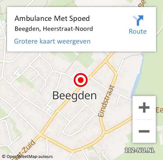 Locatie op kaart van de 112 melding: Ambulance Met Spoed Naar Beegden, Heerstraat-Noord op 18 oktober 2022 13:27