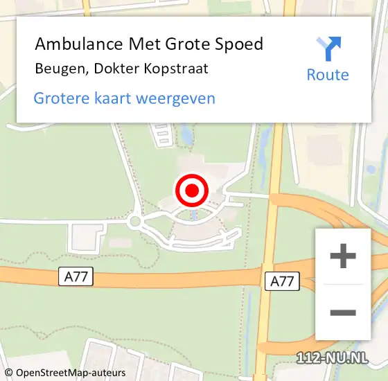 Locatie op kaart van de 112 melding: Ambulance Met Grote Spoed Naar Beugen, Dokter Kopstraat op 18 oktober 2022 13:28