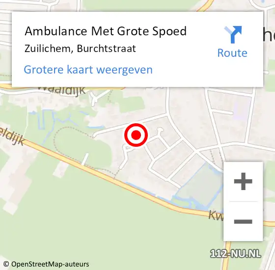Locatie op kaart van de 112 melding: Ambulance Met Grote Spoed Naar Zuilichem, Burchtstraat op 18 oktober 2022 13:38