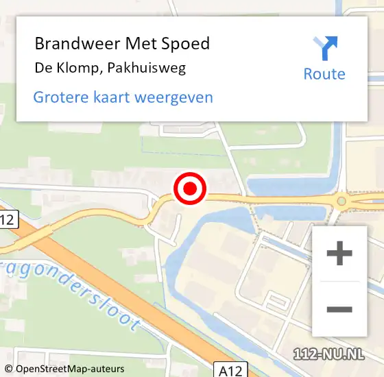 Locatie op kaart van de 112 melding: Brandweer Met Spoed Naar De Klomp, Pakhuisweg op 18 oktober 2022 13:43