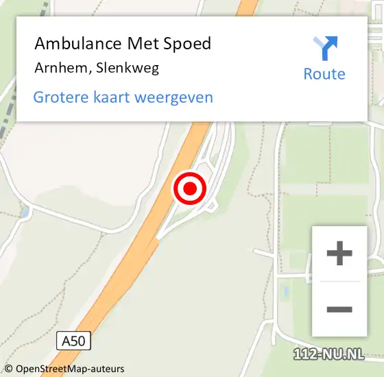 Locatie op kaart van de 112 melding: Ambulance Met Spoed Naar Arnhem, Slenkweg op 18 oktober 2022 13:47