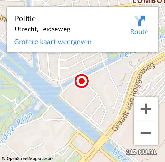 Locatie op kaart van de 112 melding: Politie Utrecht, Leidseweg op 18 oktober 2022 13:58