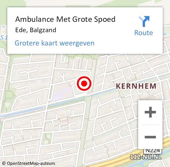 Locatie op kaart van de 112 melding: Ambulance Met Grote Spoed Naar Ede, Balgzand op 18 oktober 2022 13:58