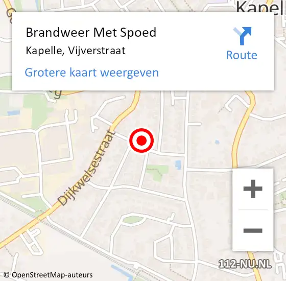 Locatie op kaart van de 112 melding: Brandweer Met Spoed Naar Kapelle, Vijverstraat op 18 oktober 2022 14:13